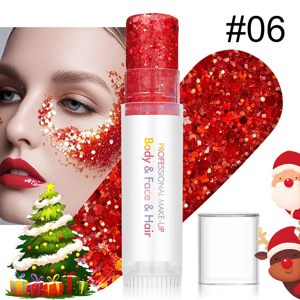 Body Facial Glitter Long-lasting Shine Suitable Holiday Christmas Zpaxo DAN4734-06