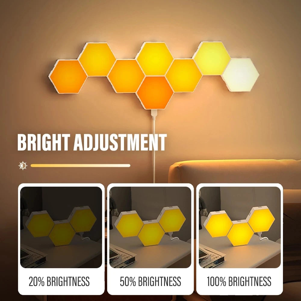 Smart LED RGB Wall Lamp Hexagonal Quantum Night Light APP Bluetooth Zpaxo