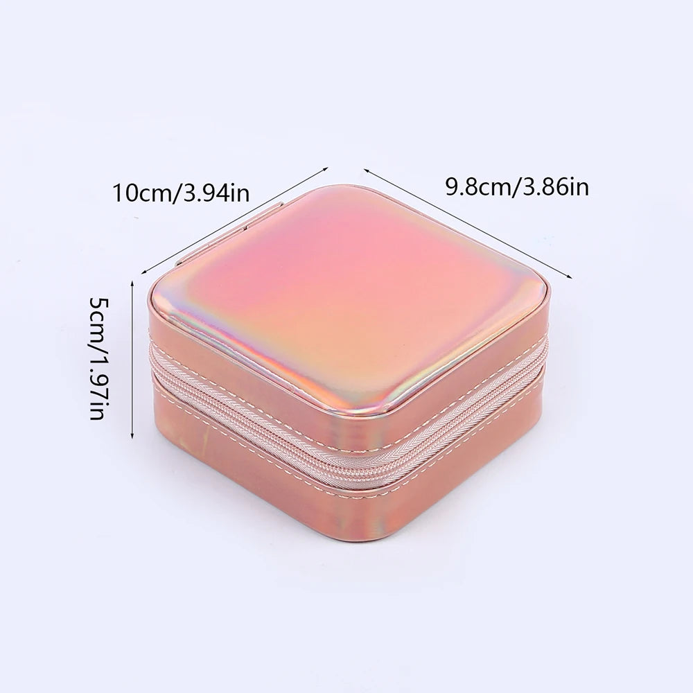 Jewelry Case Box Portable Small Travel Jewelry Organizer Necklace Earring Ring Storage Display Gift Box Travel Essentials Zpaxo Pink