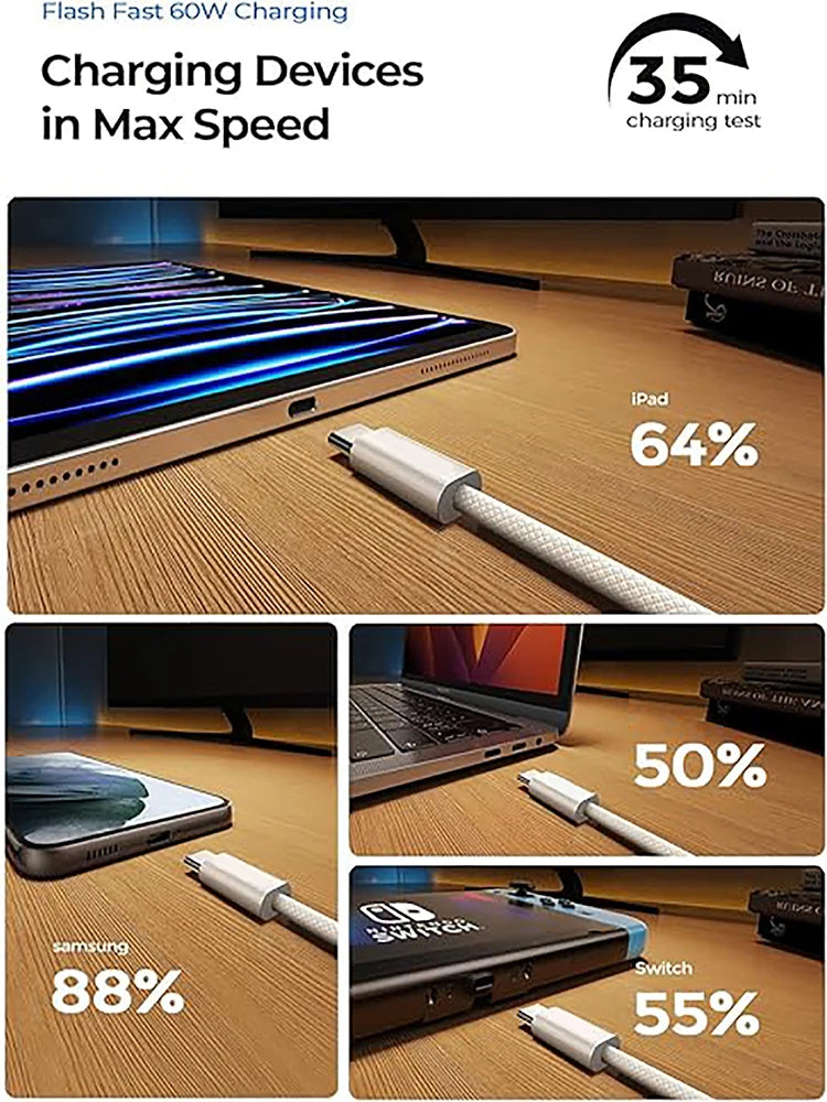USB C Cable For Apple iPhone 17 16 15 Pro Max PD 60W Fast Charging Cable For Huawei Xiaomi Samsung USB C Data Line Accessories Zpaxo