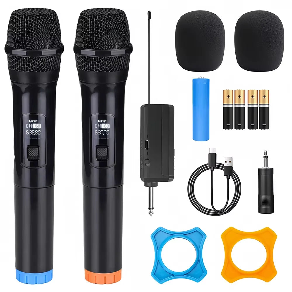 Wireless Microphone Handheld Micphone 2 Channels UHF Fixed Frequency Zpaxo 1 to 2