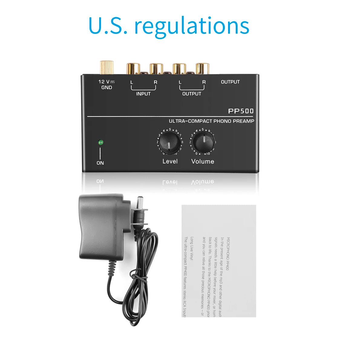 Phono Preamp Pre Amp Preamplifier Level Volume Control RCA Input Zpaxo US Plug