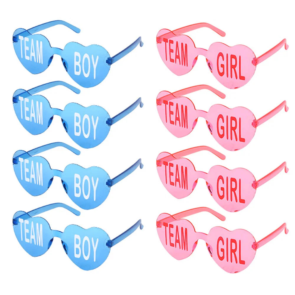 1/8/12Pcs Baby Gender Reveal Glasses Heart Shaped Team Boy Team Girl Sunglasses Baby Shower Decor Party Favors Zpaxo 4Pcs Blue 4Pcs Pink