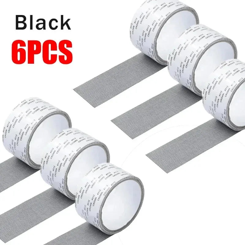 Anti-Mosquito Mesh Window Net Screen Repair Tape Patch Waterproof Self-adhesive Repair Tool Broken Hole New Zpaxo 6PCS-black