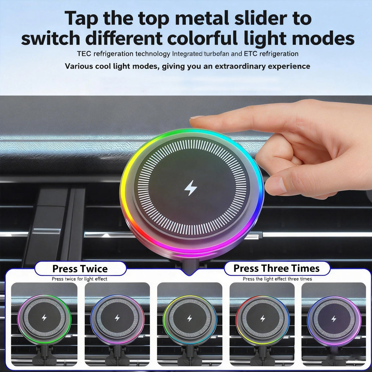UYUXIO Magnetic Wireless Car Charger TEC Refrigeration Function 15W Zpaxo