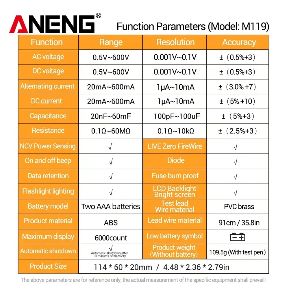 Digital Multimeter 6000 Transistor Capacitor Meterwith NCV Data Hold Zpaxo