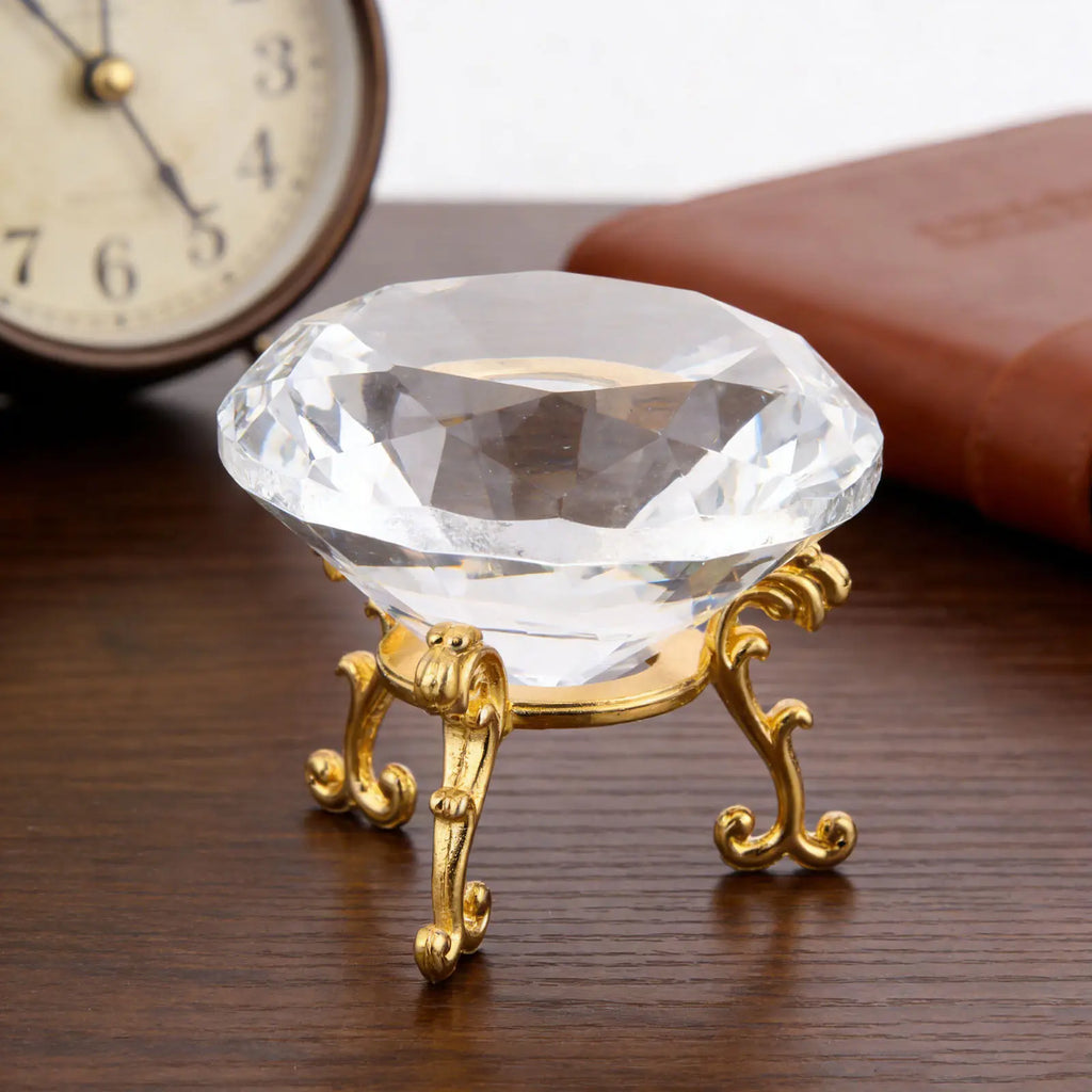 Crystal Diamond Decorative Triangle Base Stand Clear Paperweight Zpaxo Default Title