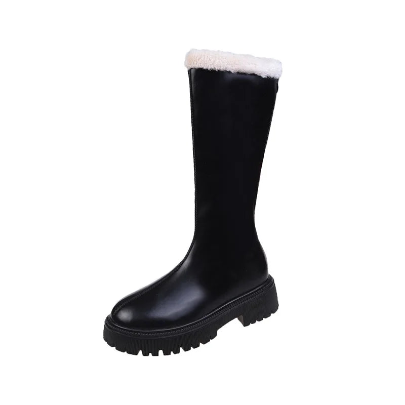 White Boots Women Winter 2023 Velvet Thickened Snow British Thick Zpaxo Black2 42 China Mainland