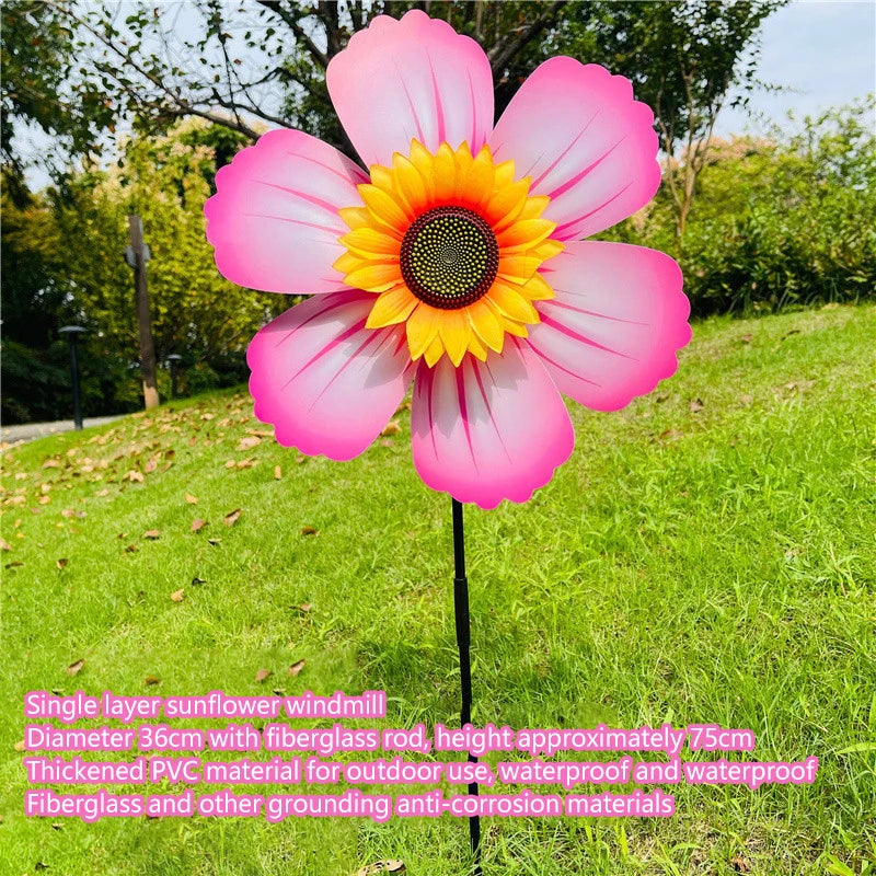 Sunflower Windmill Rotating Wind Spinner Stake Standing Lawn Flower Zpaxo A14