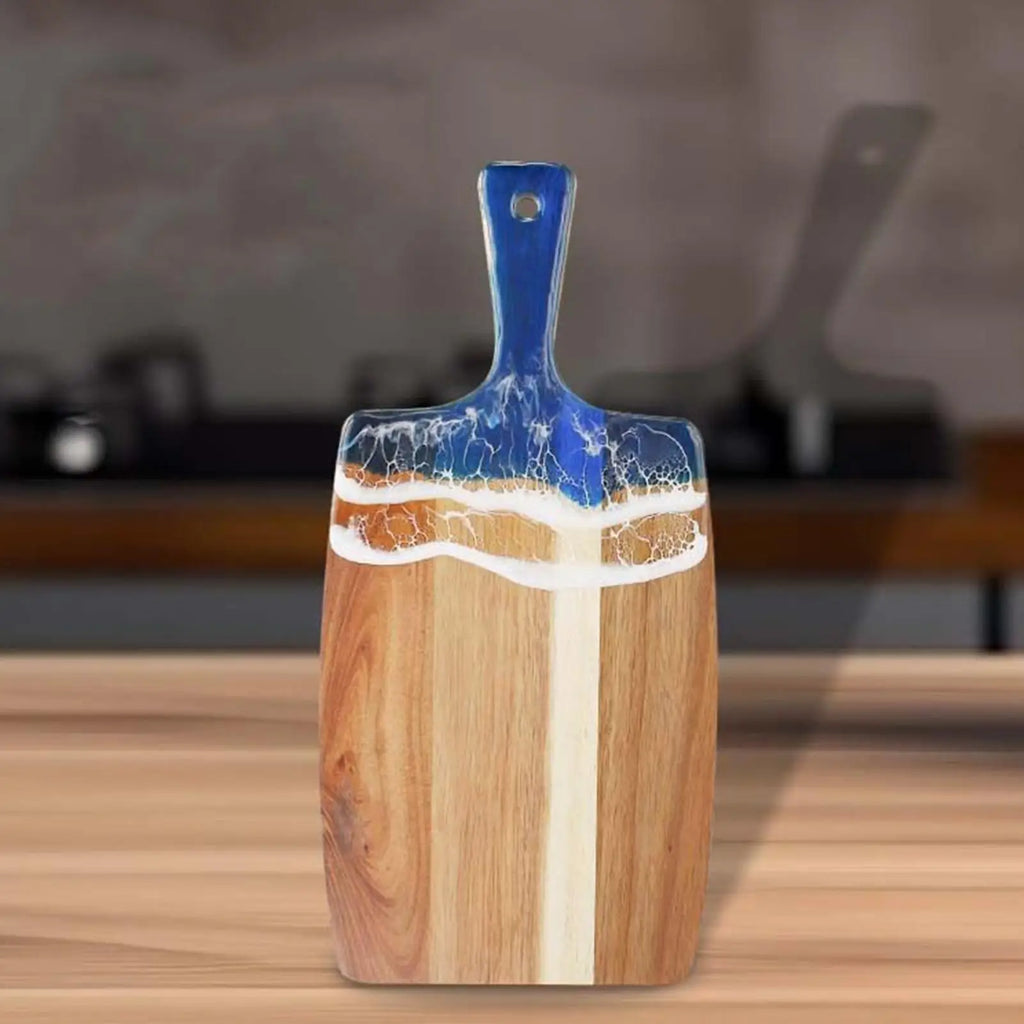 Cutting Board Wooden Resin Double Sided Tray Chopping Beach Pattern Zpaxo