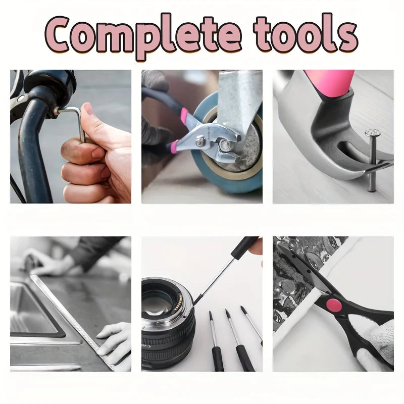A 62pcs Multifunctional Toolbox, Suitable for Home Use, Portable, Fully Equipped with Tools Including a Hammer, Pliers Zpaxo