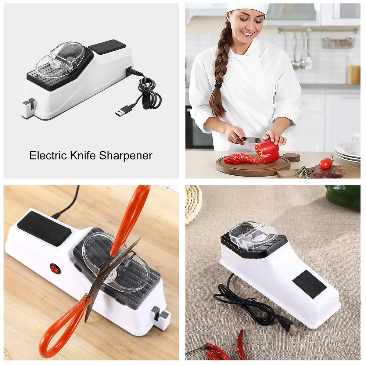 Electric Knife Sharpener Adjustable Kitchen Tool 5 Seconds Quick Zpaxo