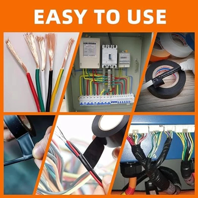 Electrical Tape Black High-Temperature Resistant Electrical Insulating Tape Strong Adhesive Wire Harness Tape Soft Insulating Zpaxo