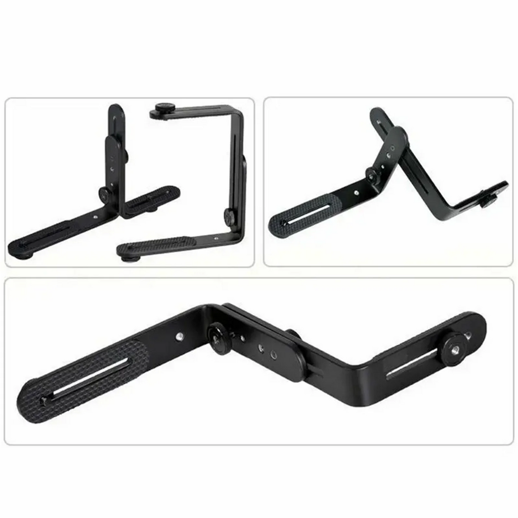 Dual L Shape Camera Flash Bracket Bilateral Frame Twin Double Zpaxo
