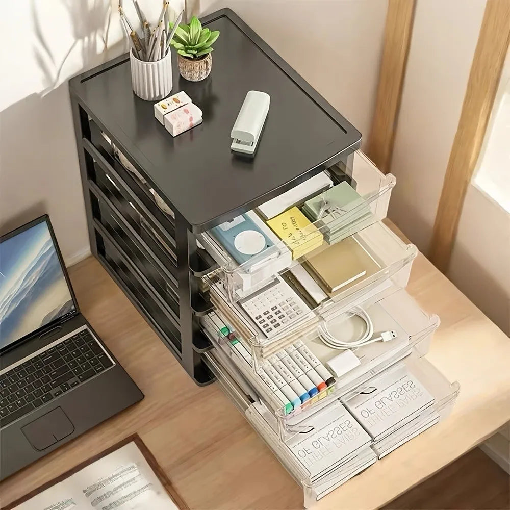 4 Layer Transparent Desktop Storage Box Suitable Organizing Office Zpaxo