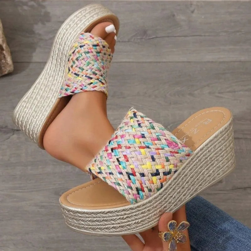2025 Wedges Slippers Women Platform Sandals Woman Summer Round Head Zpaxo