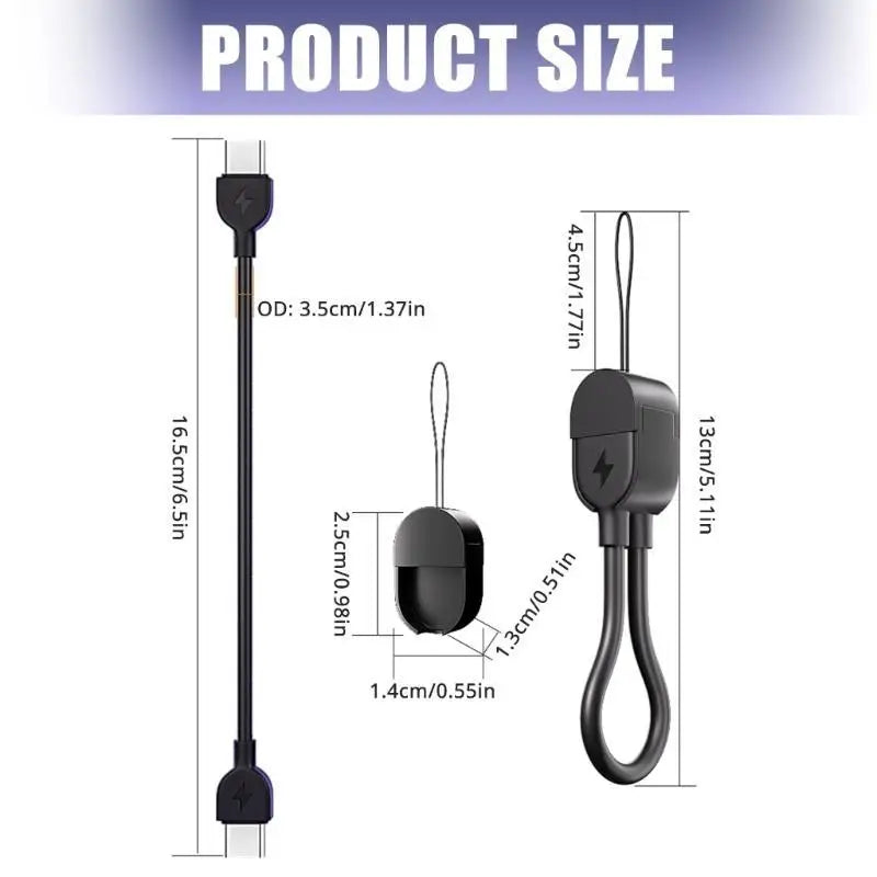 652F Compactly Type C Charging Cable Keychain 60W Fast Power Cord For Phone 15 Zpaxo