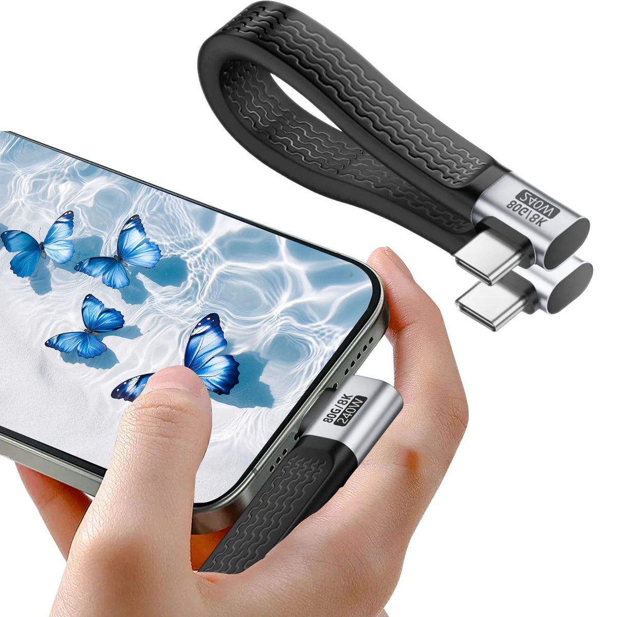 C Male Soft Flat Cable 240W 8K 60HZ USB4 Short Charging Line 80Gbps Zpaxo