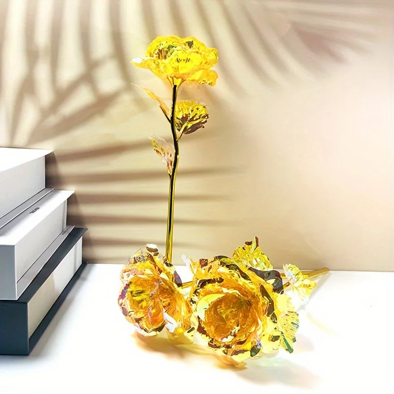 Artificial Flower Foil Rose Simulation DIY Golden Plated Love Party Zpaxo