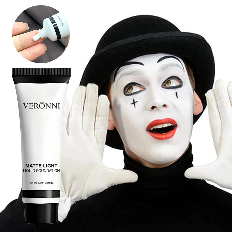 White Liquid Foundation Makeup,Waterproof Full Coverage White Foundation for Zombie Clown Cosplay Makeup Face Paint Halloween Zpaxo