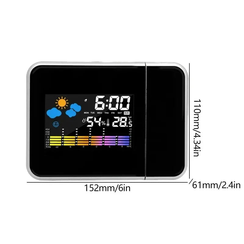 LED Rotating Projection Digital Alarm Clock Screen Night Light Smart Zpaxo