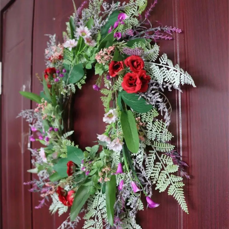 Premium Faux Plant Wreath Flower Design Functional Indoors Outdoor Zpaxo
