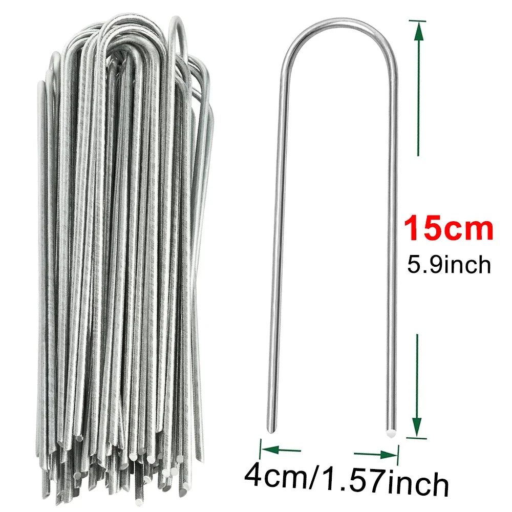 U-type Sod Pins Lawn Anchors Artificial Turf Landscape Fabric Fence Zpaxo 4cmx15cm 10pcs