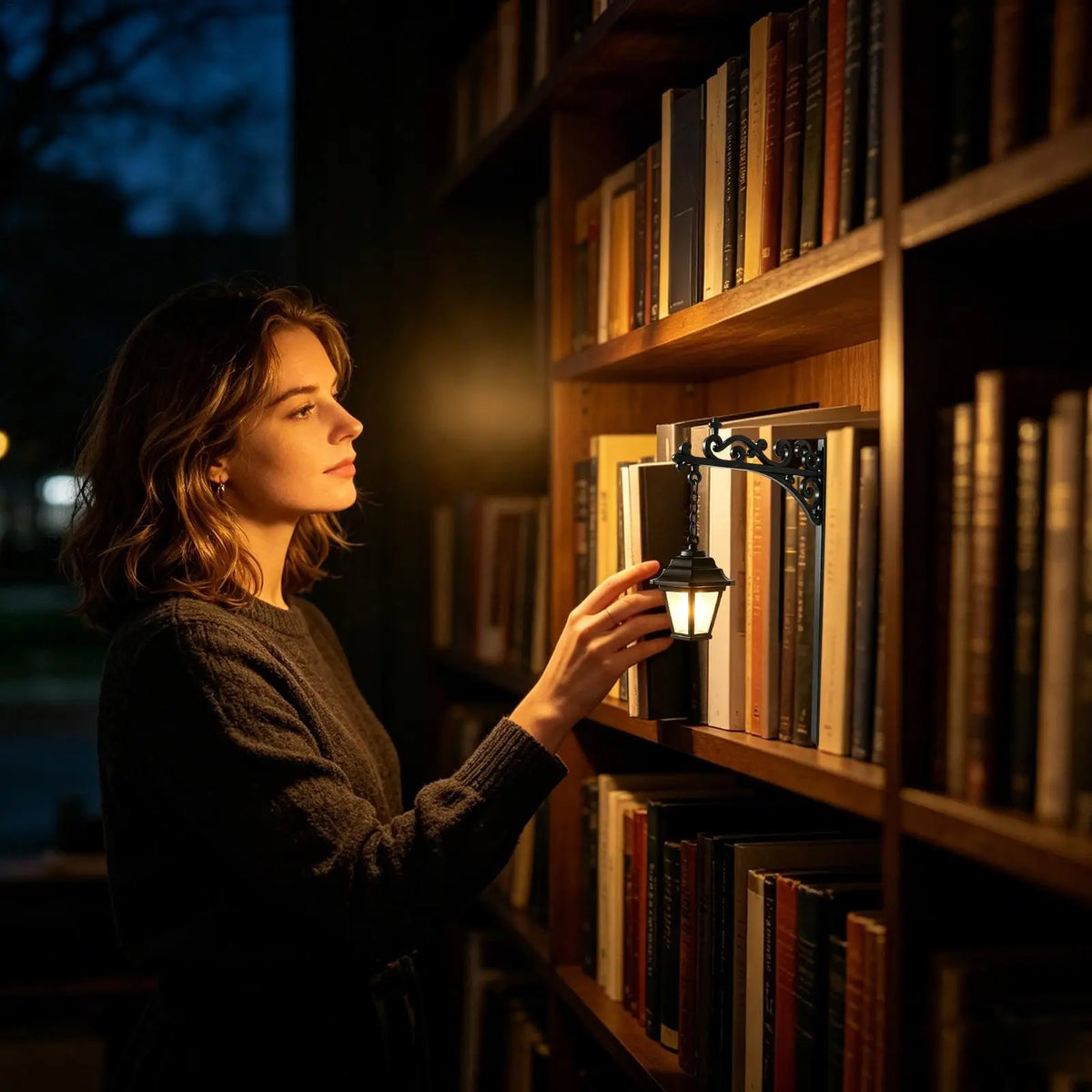 Library Lantern Bookshelf Lighting Decorative Reading Corner Lamp Zpaxo