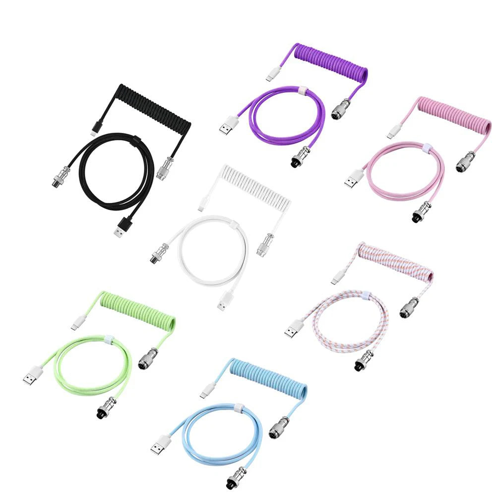 USB Type C Mechanical Keyboard Coiled Cable USB Mechanical Keyboar Coiled Cable Aviator Desktop Computer Aviation Connector Cord Zpaxo