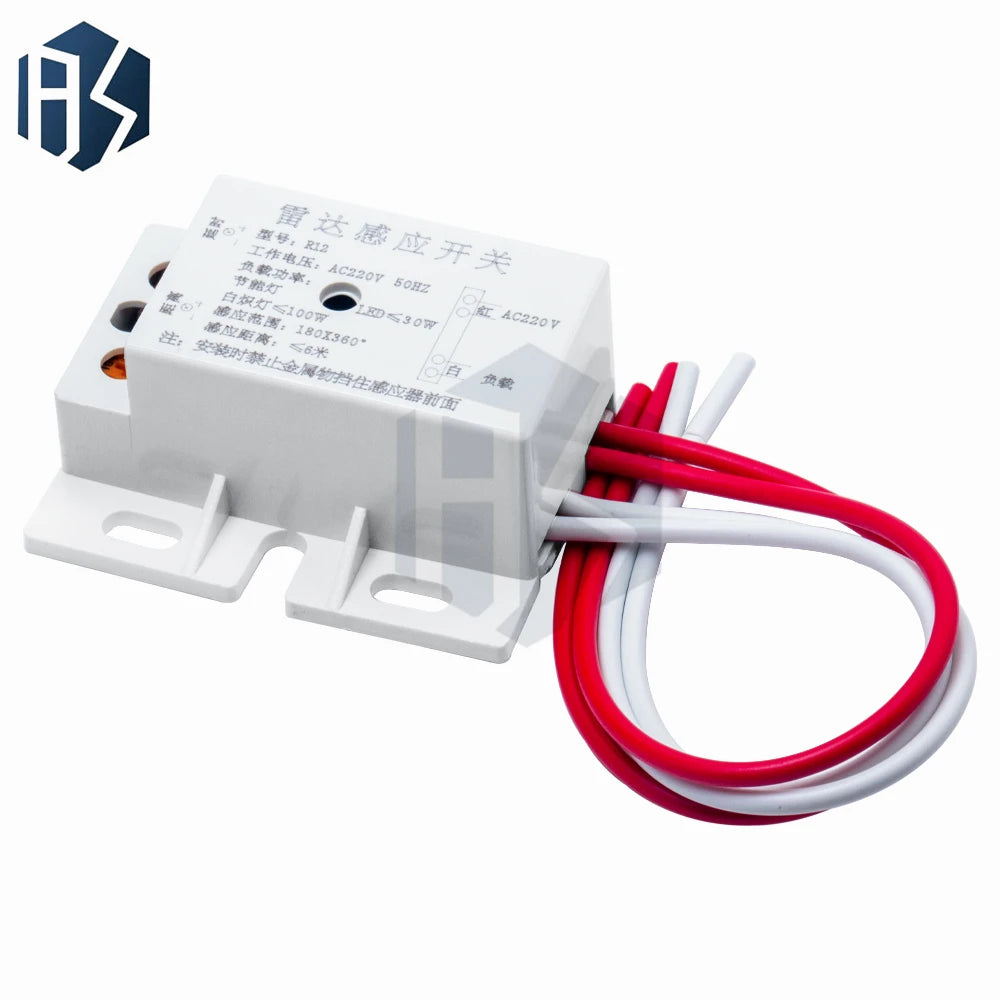 New 220V AC 50Hz Auto Infrared Sensor Switch PIR Microwave Radar Body Motion Sensor Module Adjustable For Time Distance Range Zpaxo