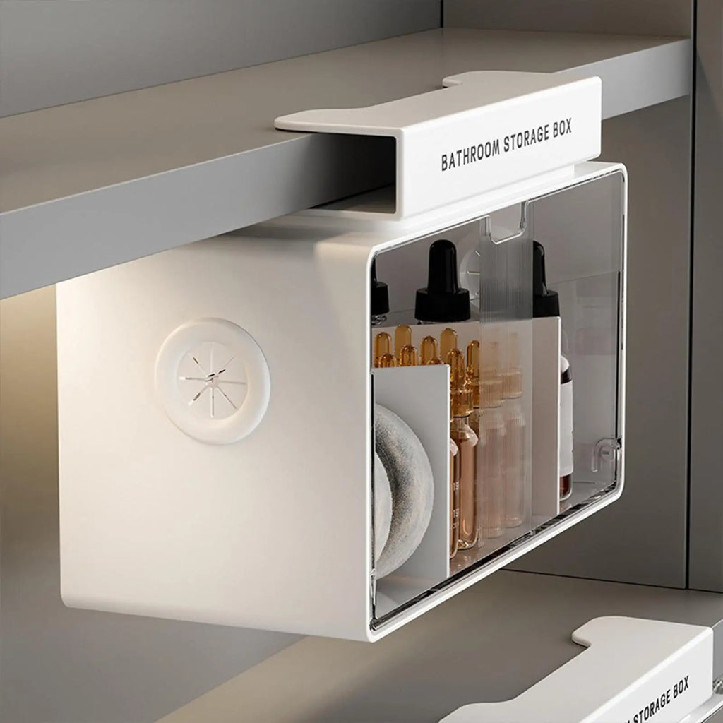 Bathroom Vanity Organizer Clear No-drill Removable Box Small Zpaxo