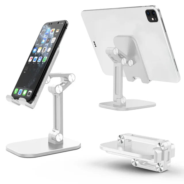 Three Sections Foldable Desk Mobile Phone Holder Tablet Desktop Zpaxo White