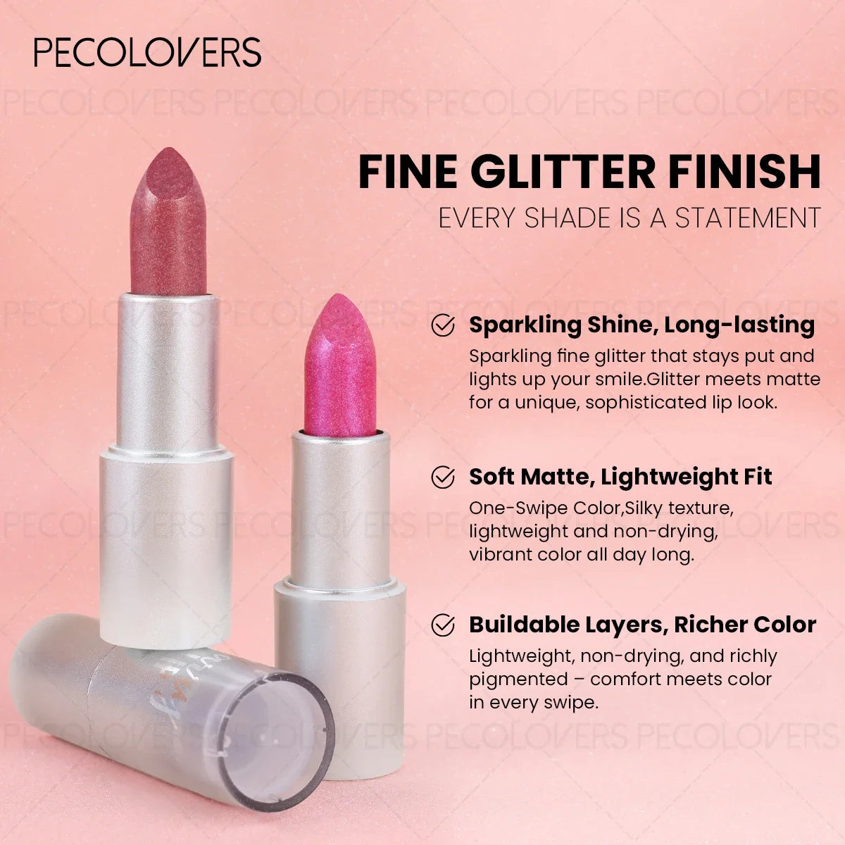 Moisturizing Pearlescent Shimmer Lipstick Glittering Purple Pink Zpaxo