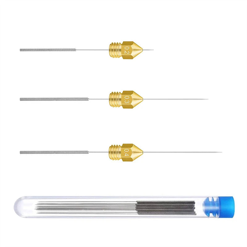 10Pcs Stainless Steel Nozzle Cleaning Needle 0.2mm 0.3mm 0.4mm 0.5mm 0.6mm 0.8mm 1.0mm Drill Bits 3D Printer Nozzle Cleaning Kit Zpaxo