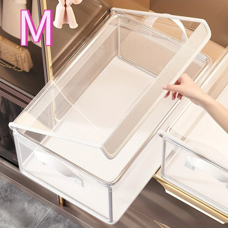 Foldable PVC Storage Box Large Capacity Dustproof Organizer Clothes Zpaxo M with cover