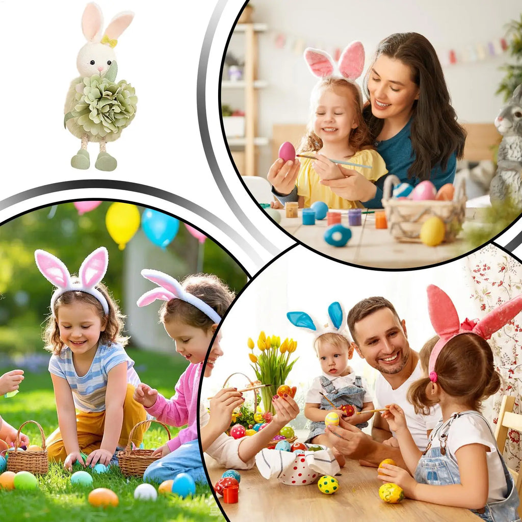 Easter Bunny Decor Cute Rabbit Figurines Spring Tabletop Mantel Tree Zpaxo