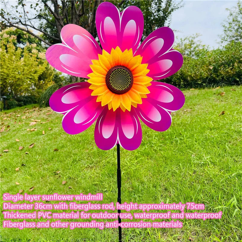 Sunflower Windmill Rotating Wind Spinner Stake Standing Lawn Flower Zpaxo A17
