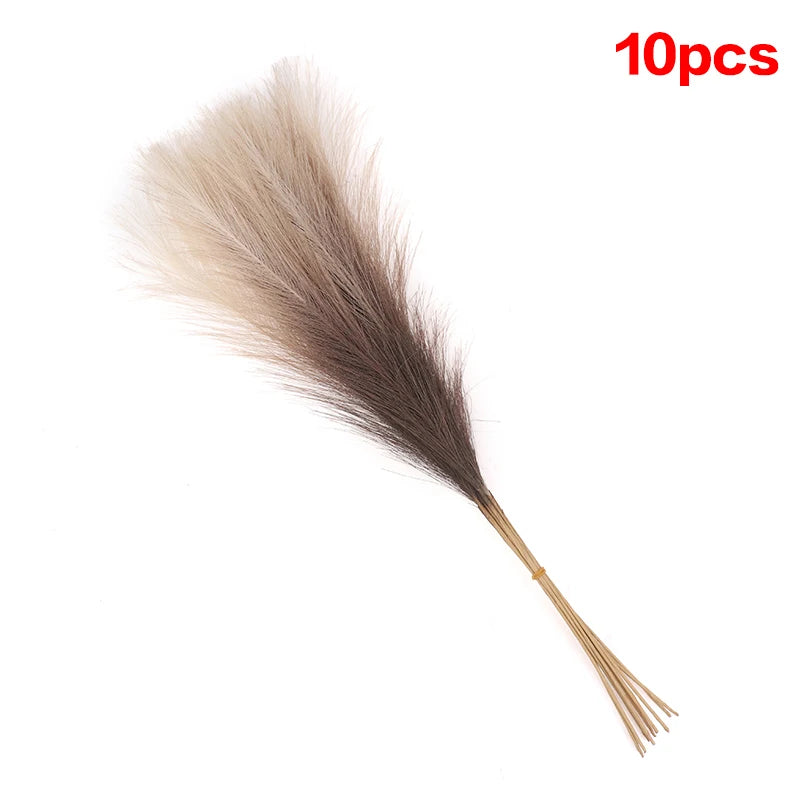 10 Units/Lot 55cm Cute Decoration Fake Flower Reed Plant Simulated Artificial Pampas Christmas Wedding Party Fluffy Reed Grass Zpaxo Brown 10pcs