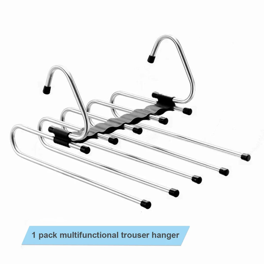 Stainless Steel Retractable Trouser Rack Folding Multi-functional Zpaxo black