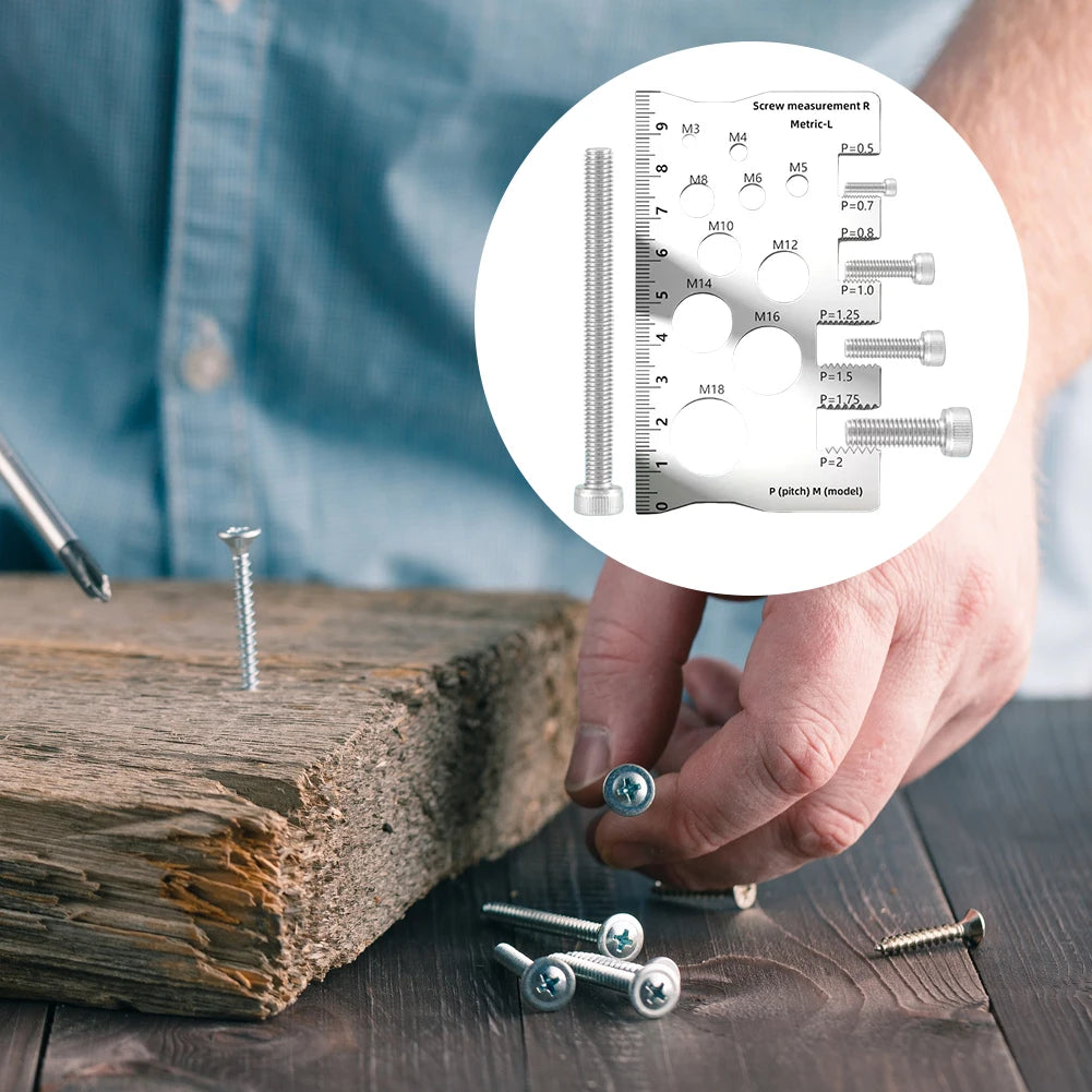 Screw Thread Pitch Gauge Ruler Anti-slip Metric Angle Model Measuring Zpaxo