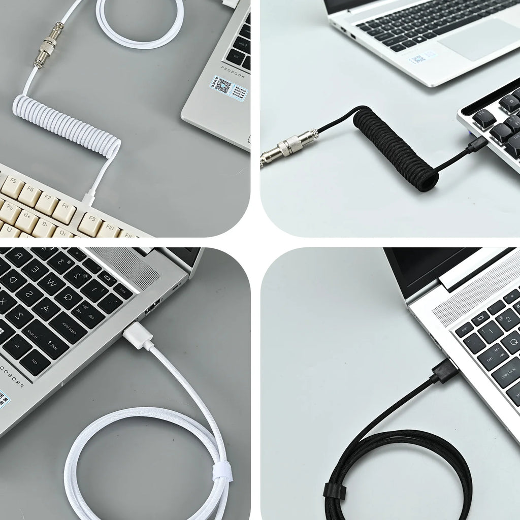 USB Type C Mechanical Keyboard Coiled Cable USB Mechanical Keyboar Coiled Cable Aviator Desktop Computer Aviation Connector Cord Zpaxo