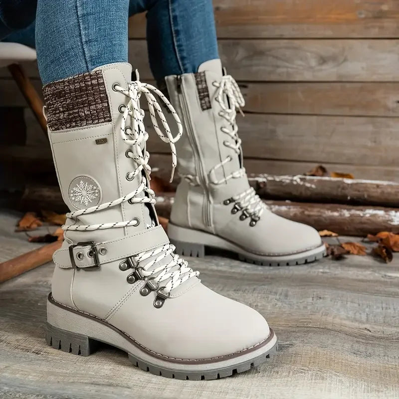 2025 New Women Ankle Boots Winter Non-slip Snow Boots Comfortable Solid Color Outdoor Shoes Soft Sole Chunky Heel Shoes Women Zpaxo GRAY 39