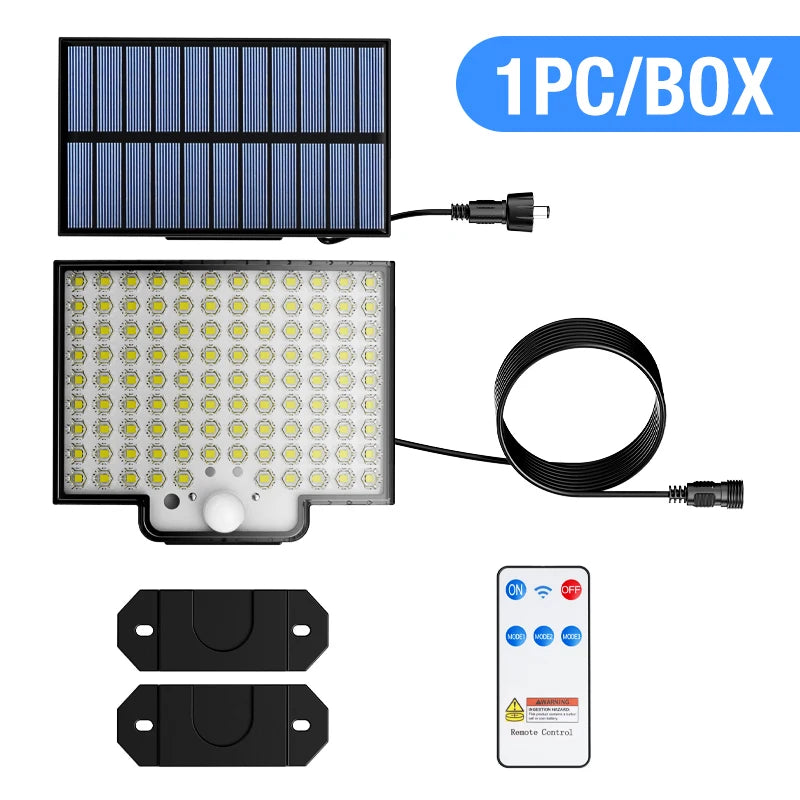 Solar Light 106LED Outdoor Courtyard Remote Control Split Body Human Zpaxo WHITE