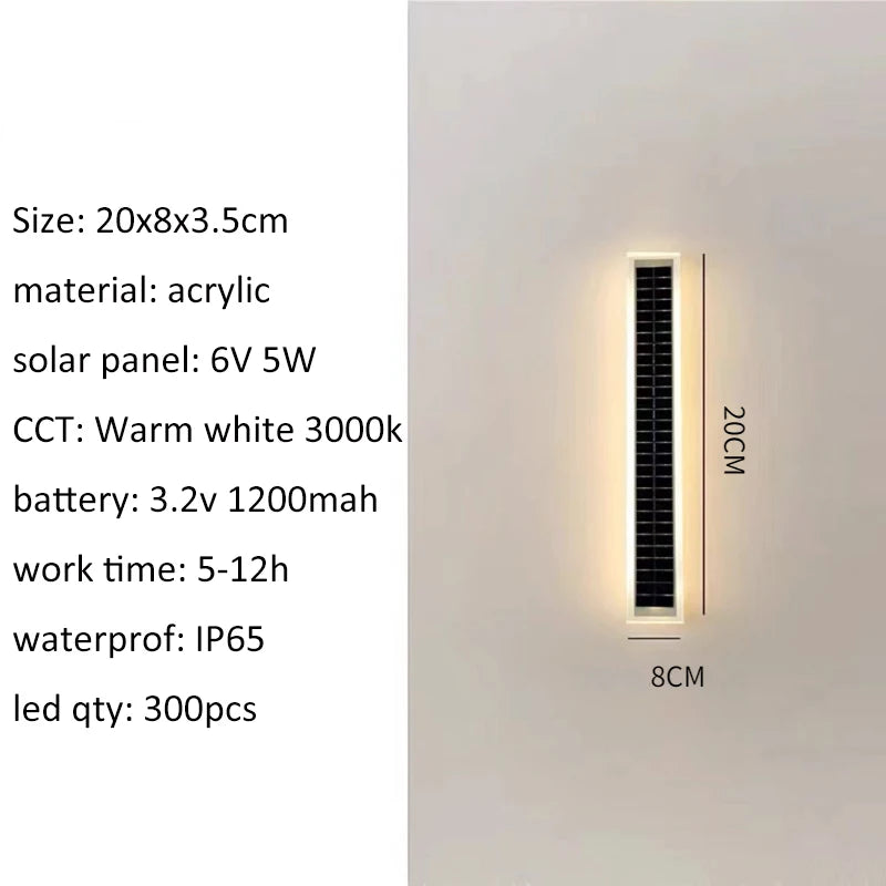 Solar Wall Lights Outside Door 20W Waterproof Acrylic Lampshade Zpaxo 20CM-5W