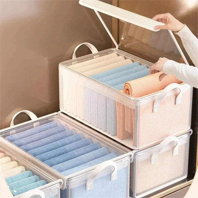 4pcsTransparent PVC Clothes Storage Basket Waterproof Fabric Box Zpaxo