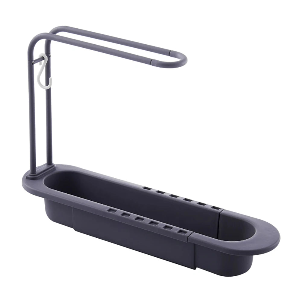 Telescopic Soap Sponge Drain Rack Adjustable Drainer Sink Tray Zpaxo GRAY
