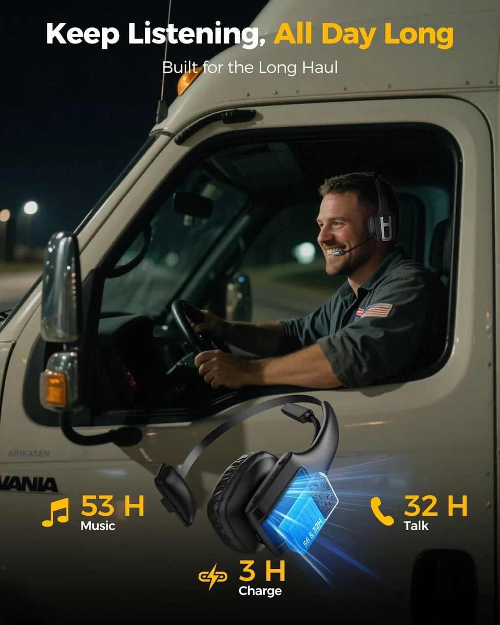 Trucker Bluetooth Headset Wireless Headphones Microphone Noise Zpaxo