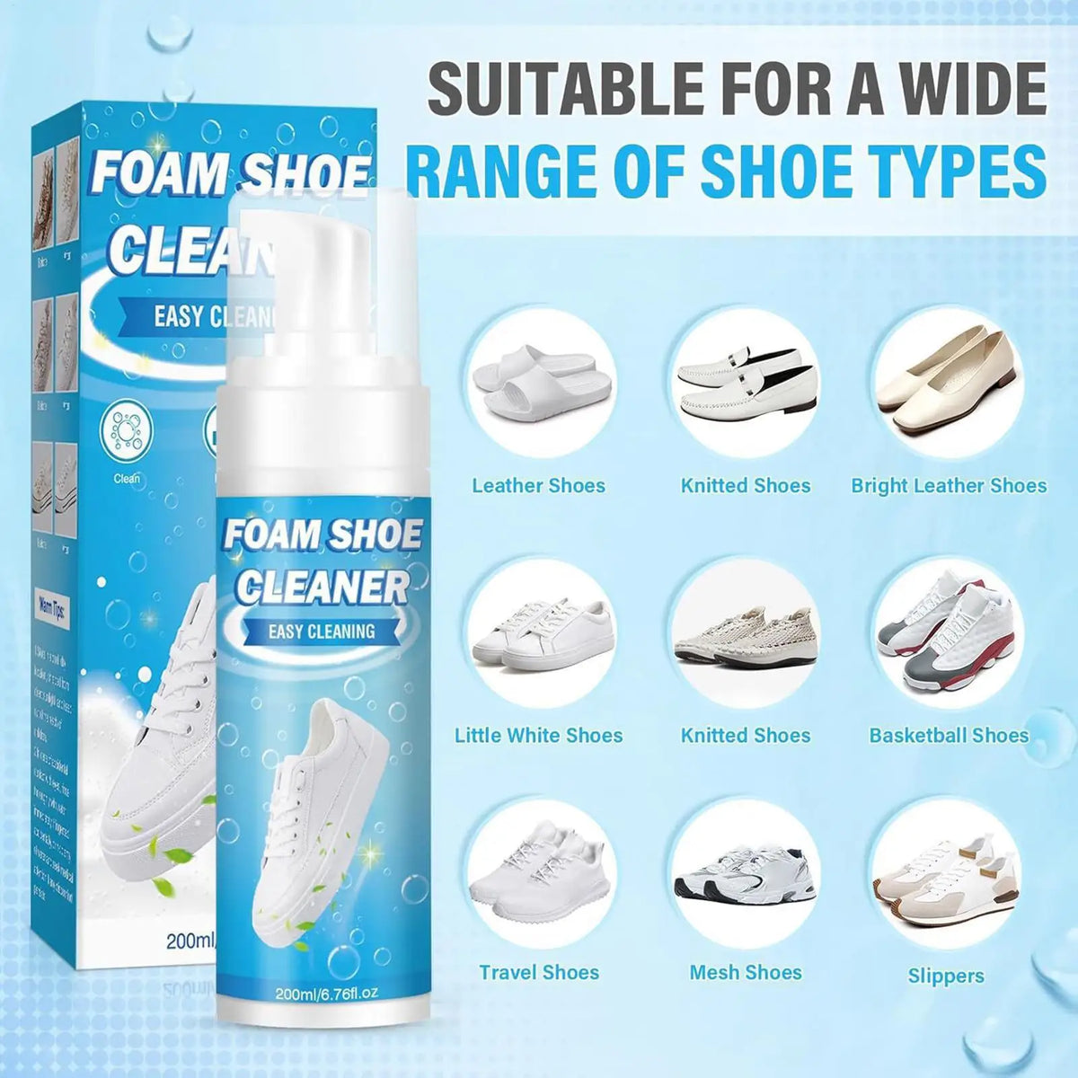 White Shoe Cleaner Foam Stain Remover Sneaker Cleaning Towel No Wash Zpaxo