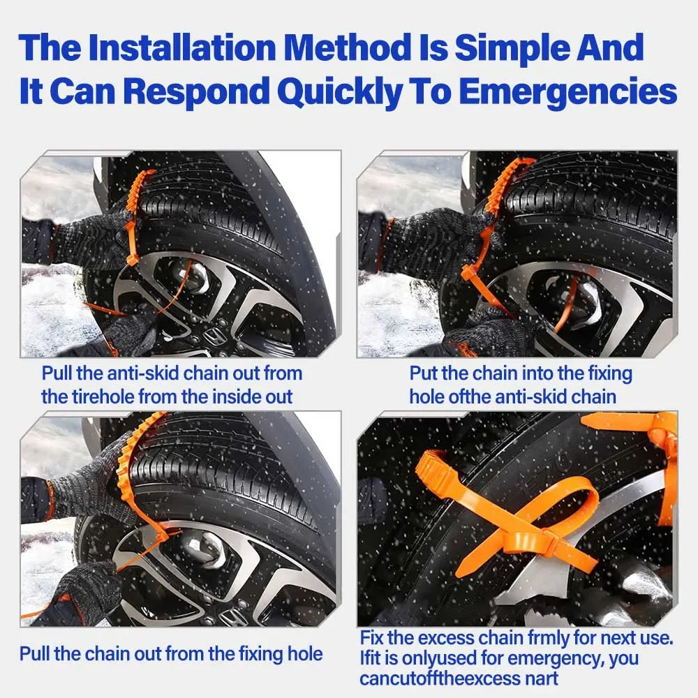 1- Complete Winter Vehicle Safety Universal Snow Chains Tow Rope Zpaxo