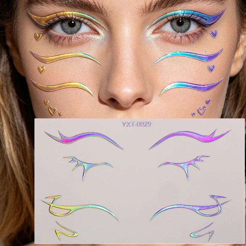 Holographic Laser Eye Makeup Stickers – Eyeliner & Face Art